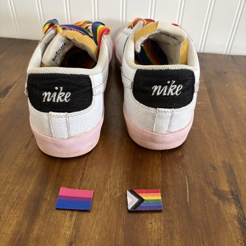 Nike Blazer Low '77 Be True Shoes Men's 9 White Rainbow LGBTQ Pride DD3034-100 - Picture 6 of 9